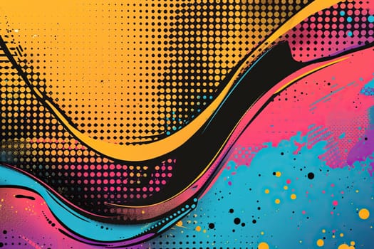Abstract bright background, banner with halftones in pop art style.