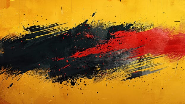Abstract empty banner in grunge style. Yellow, black, red colors.
