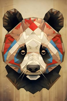 Abstract illustration: Panda bear on grunge paper background. Abstract polygonal illustration.