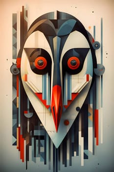 Abstract illustration: Abstract colorful robot face on grunge background. Futuristic technology style.