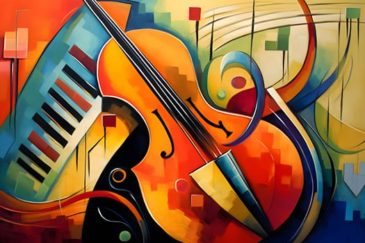 Abstract illustration: abstract colorful music background with violoncello and piano illustration