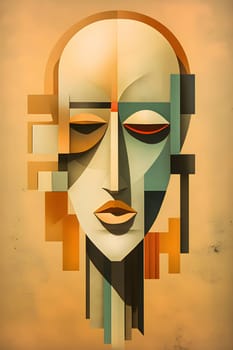 Abstract illustration: Fashion illustration of a woman's face with abstract geometric background.