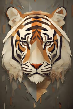 Abstract illustration: Tiger head in paper cut style. Vector illustration for your design