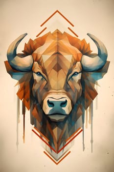 Abstract illustration: Vector illustration of buffalo head. Geometric polygonal design.