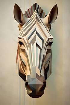 Abstract illustration: Zebra head in low poly style. 3d render illustration.