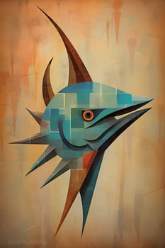 Abstract illustration: Fantasy fish on grunge background. Vector illustration. Eps 10