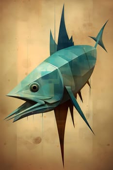 Abstract illustration: Blue marlin fish on a grunge background. Vector illustration.