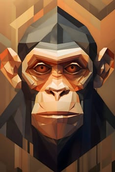 Abstract illustration: Monkey portrait in low poly style. Vector illustration for your design