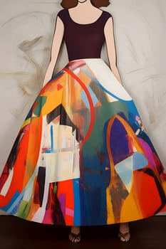 Abstract illustration: Fashion photo of a beautiful young woman in a long dress.