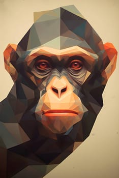 Abstract illustration: Low poly portrait of a monkey in low poly style. Vector illustration.