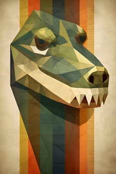 Abstract illustration: Abstract polygonal dinosaur head on grunge background. Vector illustration.