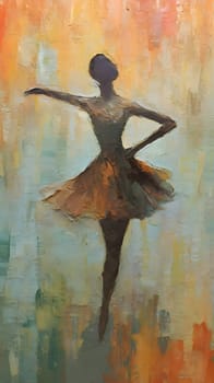 Abstract illustration: Ballerina painting on canvas. Ballerina dancing in a dress