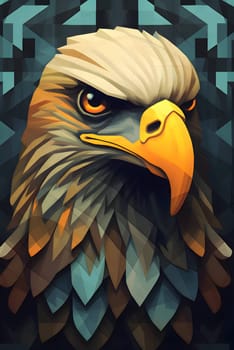 Abstract illustration: Eagle head vector illustration. Eagle head on abstract geometric background.