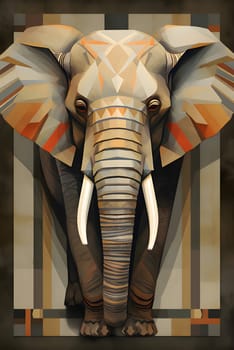 Abstract illustration: Elephant with abstract background. Digital painting. 3D rendering.