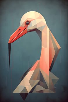 Abstract illustration: Low poly stork. Geometric design. 3D illustration.