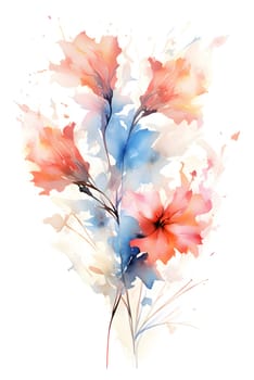 Abstract illustration: Watercolor bouquet of flowers, watercolor painting on a white background