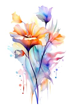 Abstract illustration: Watercolor floral bouquet. Vector illustration. Isolated on white background.