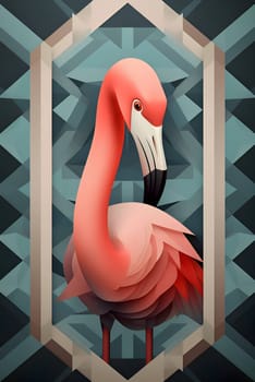 Abstract illustration: Flamingo in the frame. Vector illustration of a flamingo.