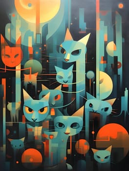 Abstract illustration: Abstract background with cats. Vector illustration for your design. Eps10