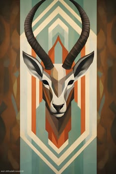 Abstract illustration: Gazelle head on a grunge background. Vector illustration.