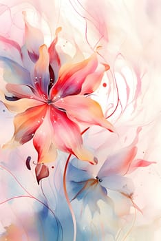 Abstract illustration: Watercolor floral background with lily. Hand-drawn illustration.