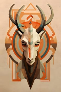 Abstract illustration: Abstract polygonal goat head with geometric pattern. Vector illustration.