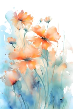 Abstract illustration: Beautiful poppies in watercolor style. Hand-drawn illustration