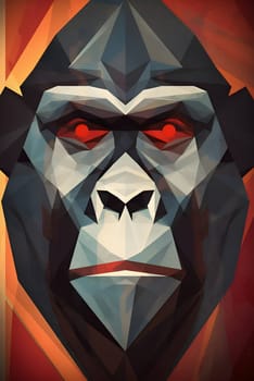 Abstract illustration: Low poly gorilla portrait. Polygonal low poly style illustration.