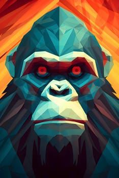 Abstract illustration: Low poly portrait of a gorilla. Polygonal style. Vector illustration.
