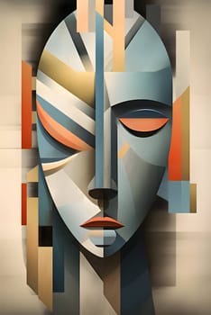 Abstract illustration: Abstract composition with face and geometric shapes. 3d vector illustration.