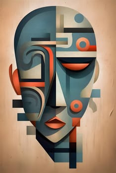 Abstract illustration: Abstract face combined with different geometric elements. Colorful vector illustration.