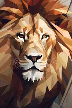 Abstract illustration: Lion head in low poly style. Abstract polygonal background.