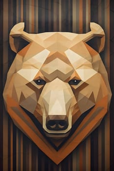 Abstract illustration: Brown bear head in low poly style. Polygonal vector illustration.