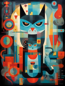 Abstract illustration: Abstract cat in the style of a collage. Vector illustration.