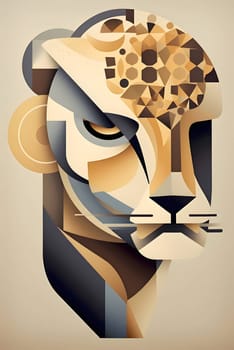 Abstract illustration: Vector illustration of the face of a lion in a geometric style.