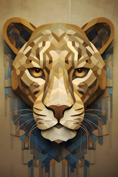 Abstract illustration: Lion head in low poly style. Polygonal illustration.