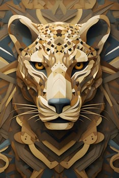 Abstract illustration: Leopard face on a colorful background. 3D rendering. Digital illustration.