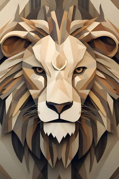 Abstract illustration: Lion head. Polygonal style. 3D illustration.