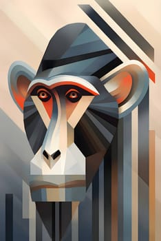 Abstract illustration: Monkey head on abstract background. Vector illustration for your design.