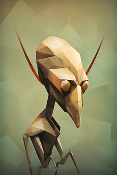 Abstract illustration: Low poly style illustration of a mantis in low poly style.