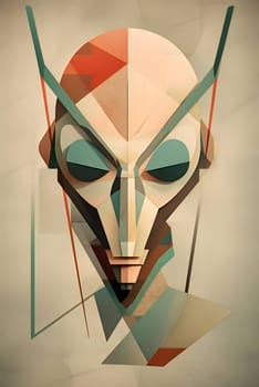 Abstract illustration: Abstract colorful human skull, low poly style, 3d render illustration