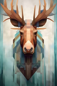 Abstract illustration: Abstract polygonal deer head on abstract background. Vector illustration.