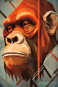 Abstract illustration: Low poly portrait of a monkey. Low poly design, vector illustration