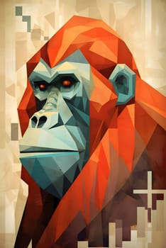 Abstract illustration: Low poly gorilla illustration. Polygonal low poly gorilla illustration.