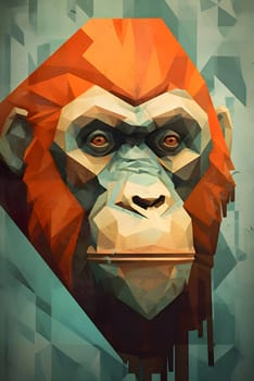 Abstract illustration: Low poly portrait of a gorilla, low polygon style illustration.