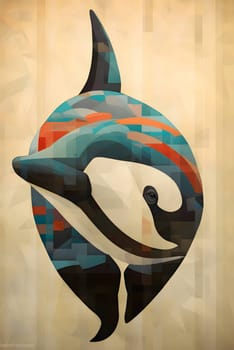 Abstract illustration: Vector illustration of a stylized dolphin head on a grunge background.