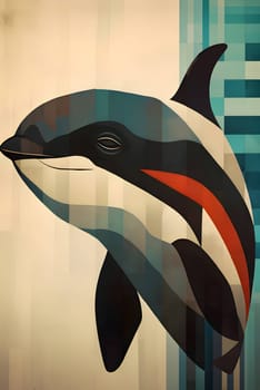 Abstract illustration: Illustration of killer whale with abstract geometric background. Vector illustration.