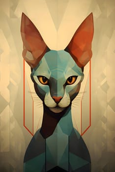 Abstract illustration: Portrait of a beautiful cat in a polygonal style.