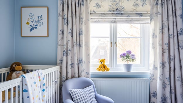 Baby room decor and interior design inspiration in beautiful English countryside style cottage