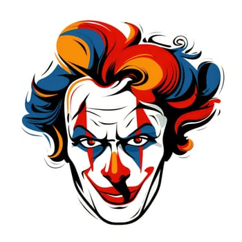 Abstract image of a clown in bright vector pop art style. Template for poster, sticker, t-shirt print, etc. Template for poster, sticker, t-shirt print, etc.